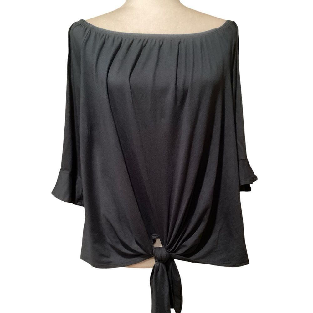 White Birch Green Off The Shoulder Top Shirt Bell Sleeves Size XL